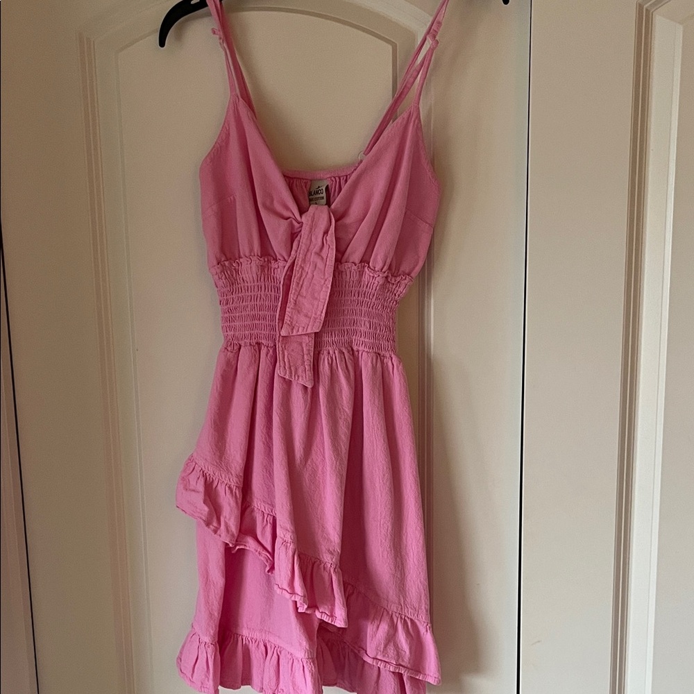 Pink Sleeveless Dress with Ruffle Hem. Junior size.